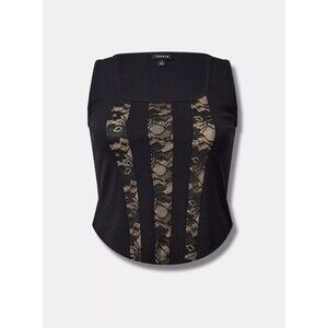 NWT Torrid Ponte Square Neck Lace Corset Top Size 3 or 22/24 Plus